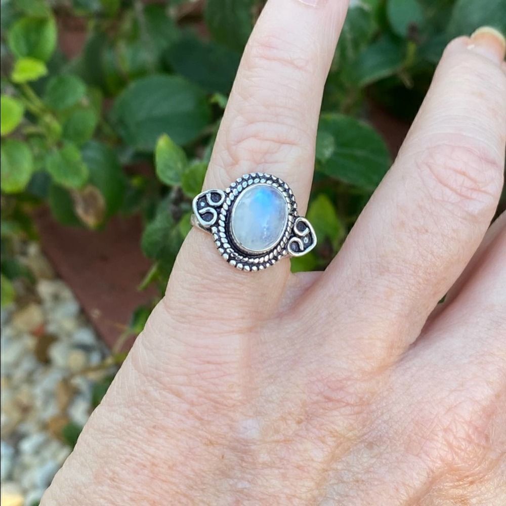 Moonstone Sterling Silver Ring Size 8